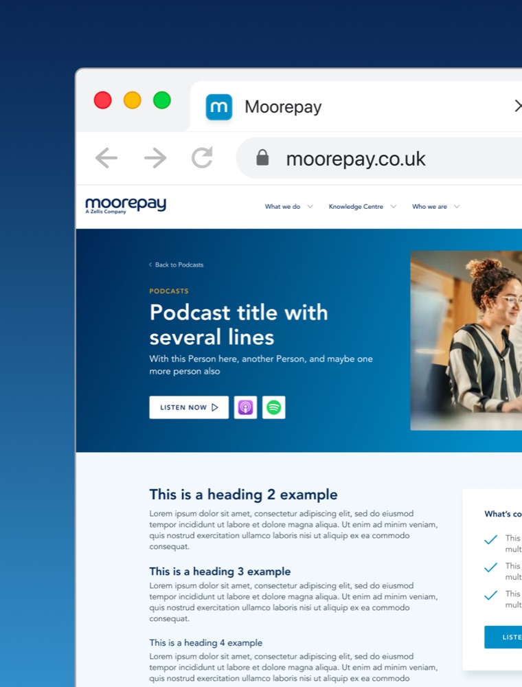 Moorepay — podcast website design