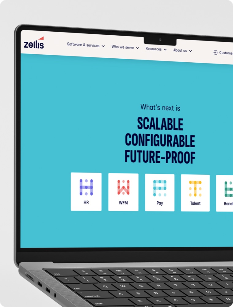 Zellis — payroll website laptop mockup